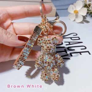 Glitter bear keychain - purse / bag decoration - brown white (KC021)